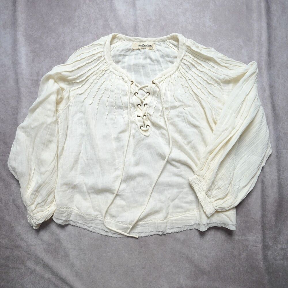 We The Free Lace Up Boho Cottage Hippie Blouse  - Women’s XS